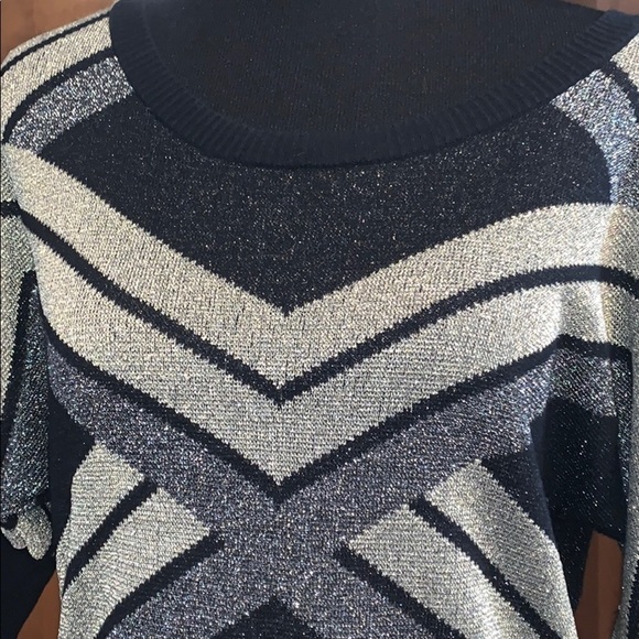 Worthington black, silver/gold metallic sweater - Picture 2 of 5